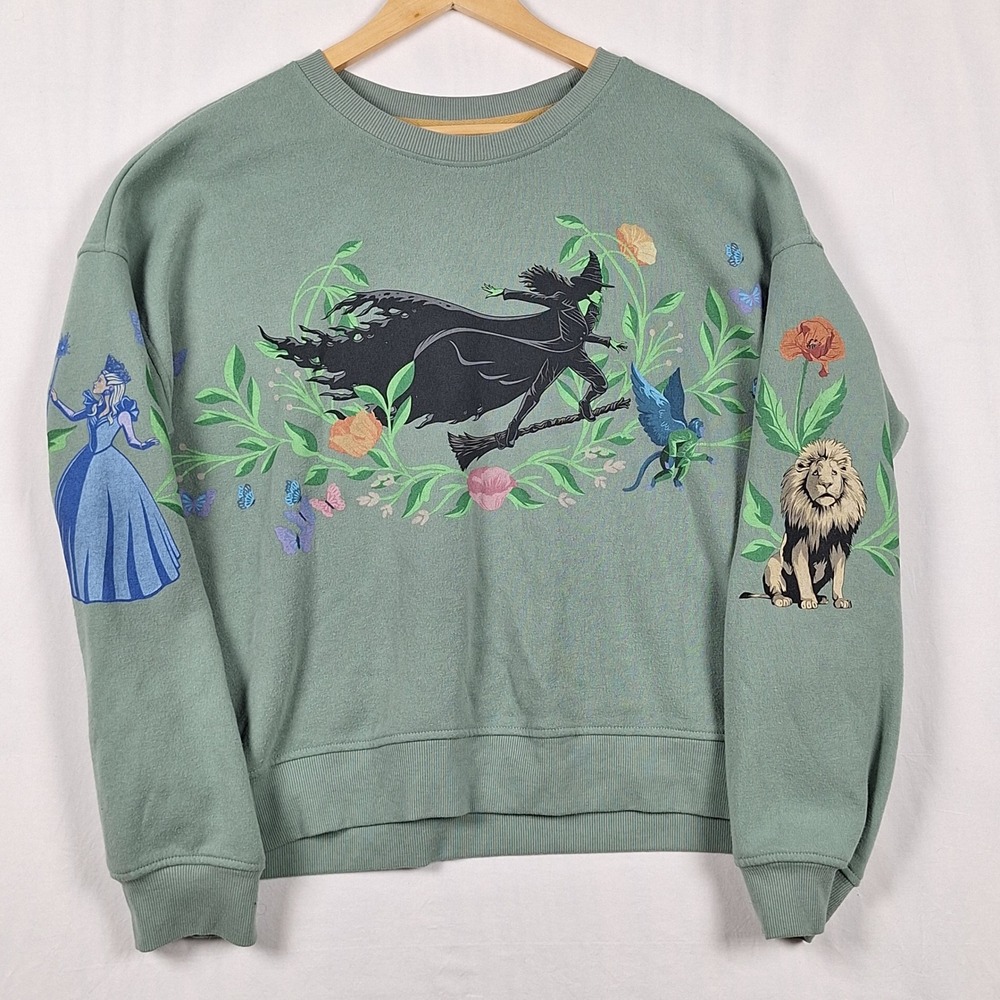 Wicked Universal Studios Graphic Sweatshirt Elphaba Glinda Sage Green XXL